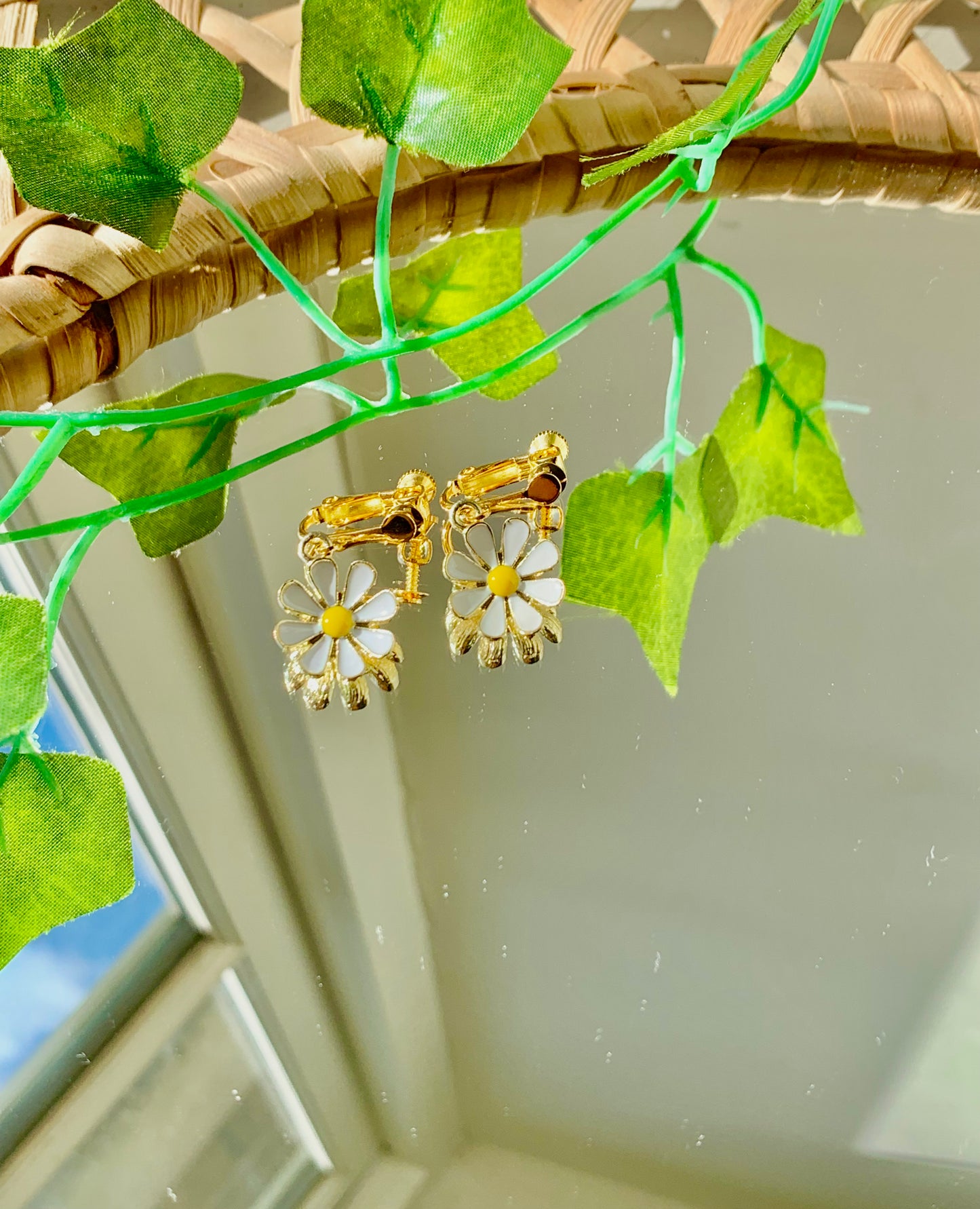 Handmade Daisy Adjustable Clip On Earrings