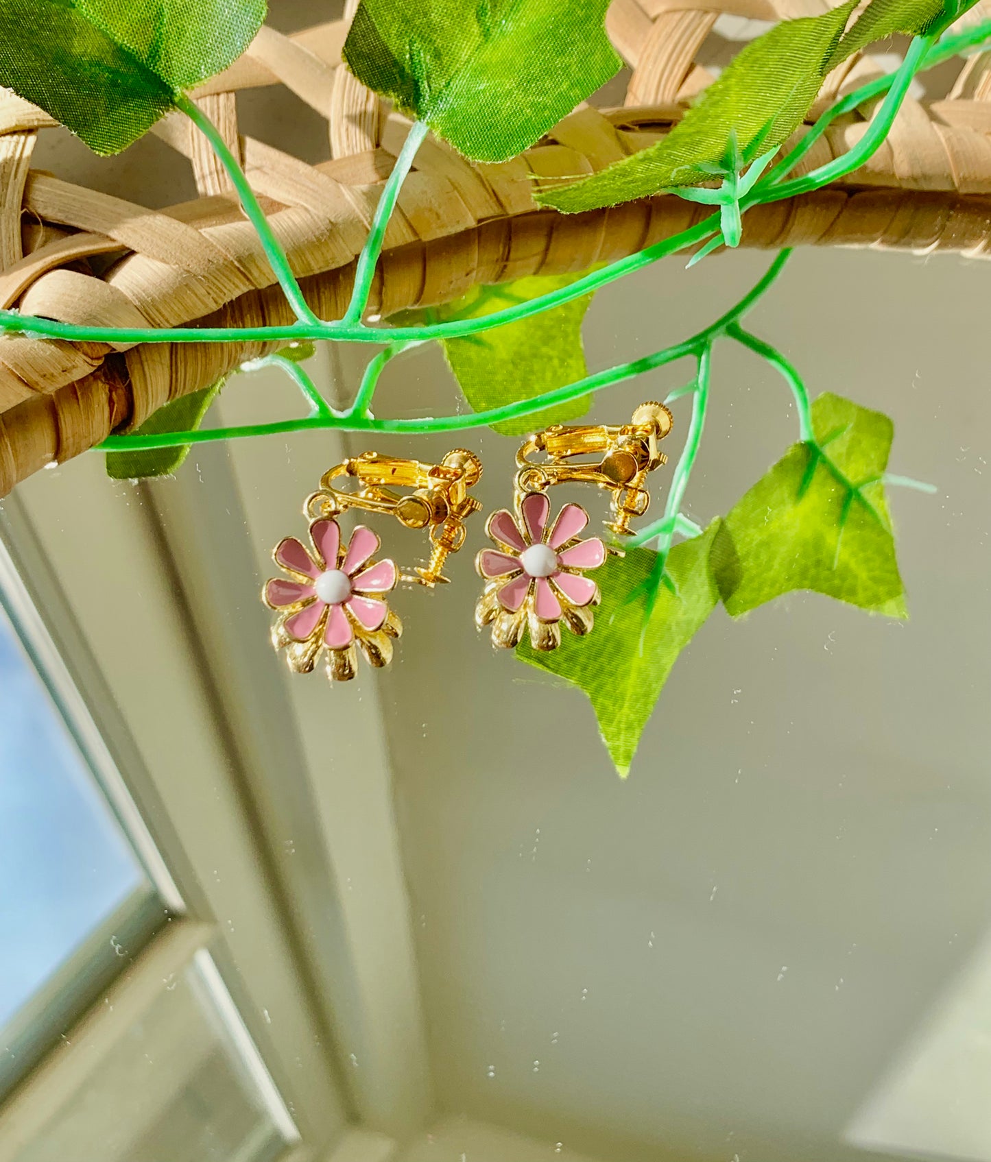 Handmade Daisy Adjustable Clip On Earrings