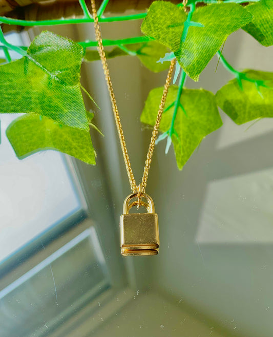 Handmade Gold Padlock Necklace