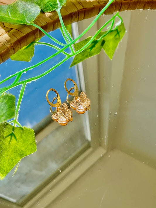 Handmade Gold Butterfly Hoop Earrings