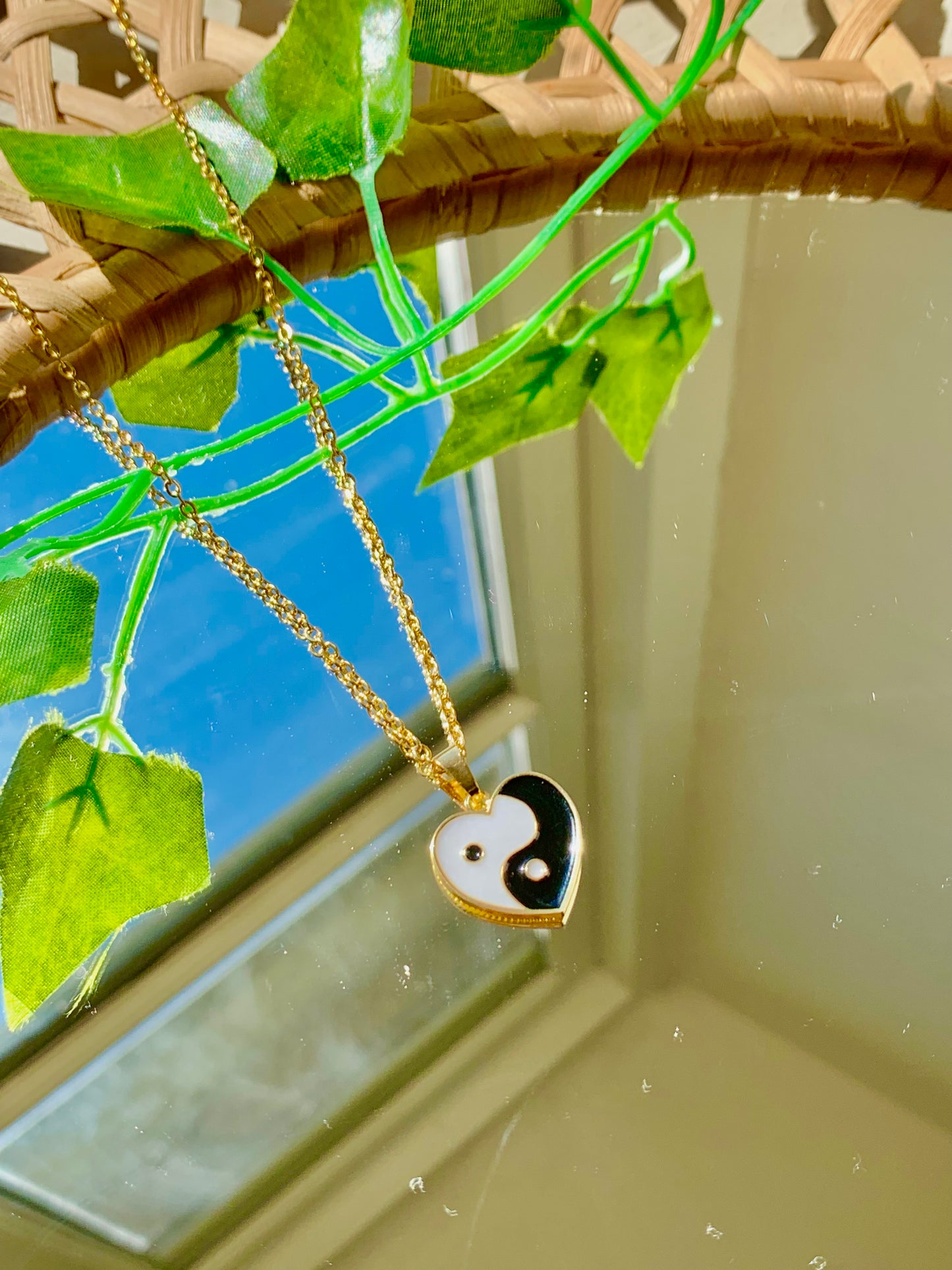 Handmade Gold Yin Yang Heart Necklace