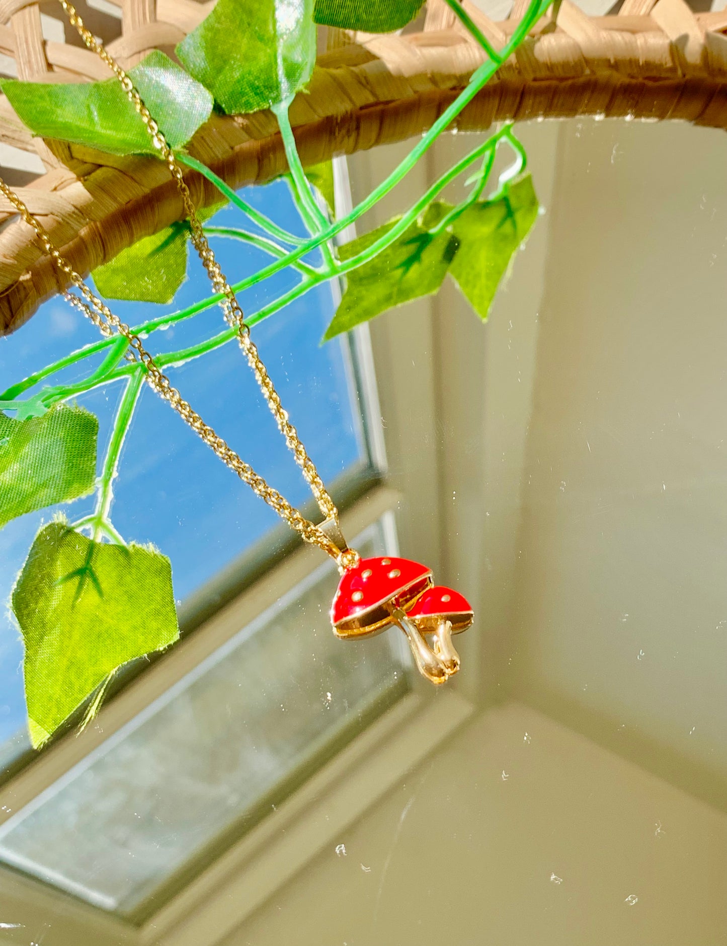 Handmade Gold Mushroom Necklace