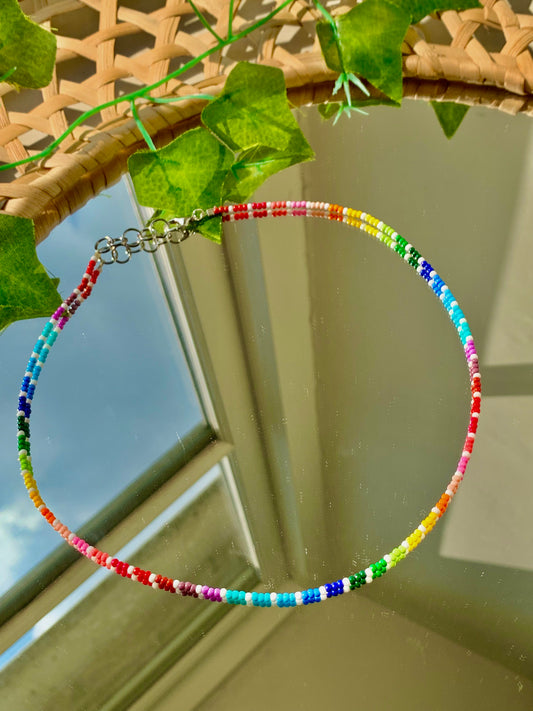 Handmade Rainbow Beaded Necklace