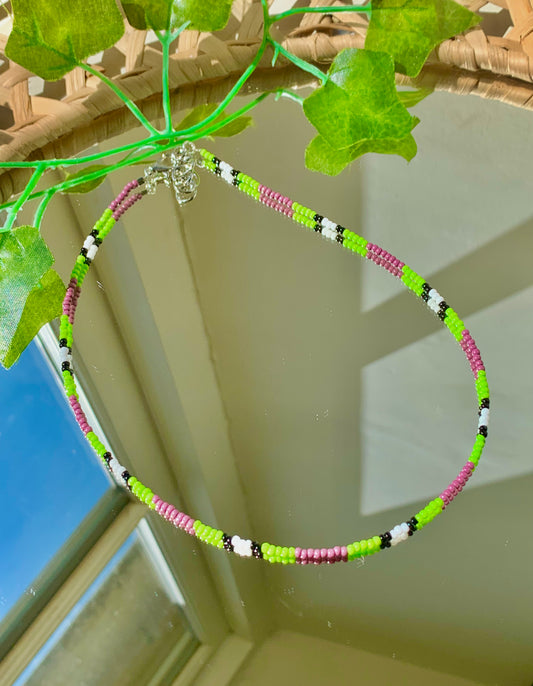 Handmade Kiwi Beaded Necklace