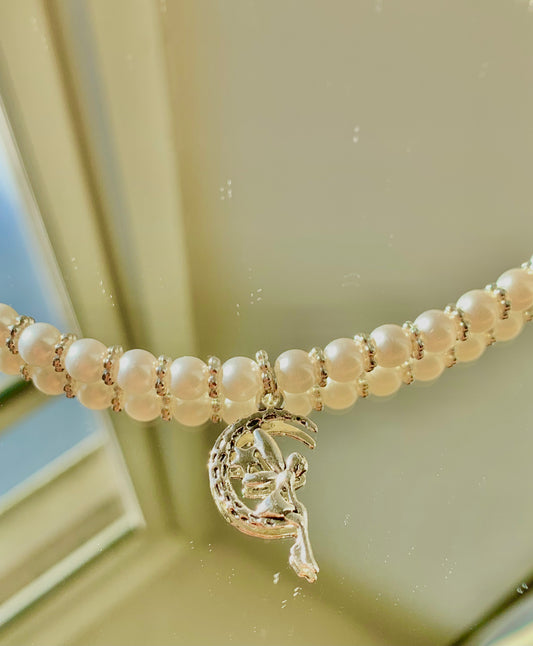 Handmade Silver Faux-Pearl Fairy Necklace