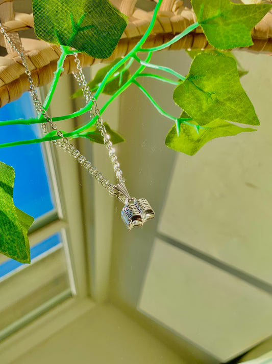 Handmade Silver Book Necklace