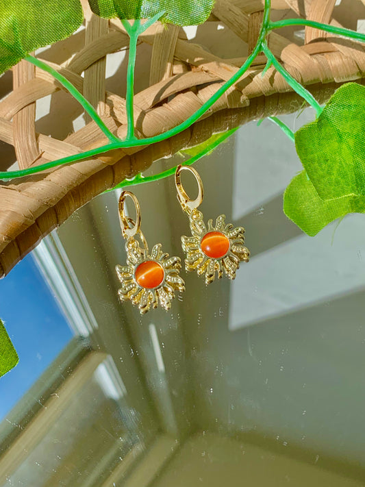 Handmade Cat’s Eye Sun Hoop Earrings