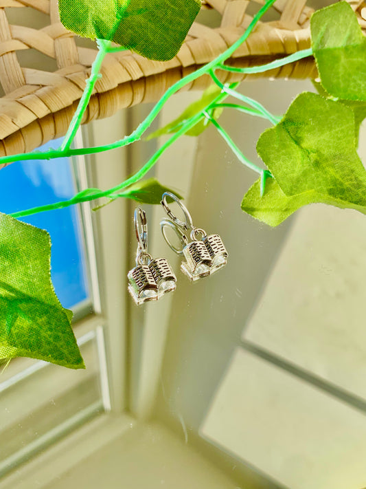 Handmade Silver Book Hoop Earrings