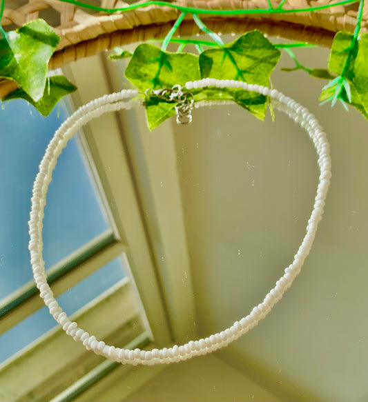 Handmade White Beaded Necklace