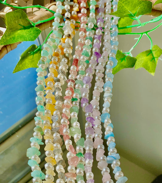 Handmade Crystal Faux-Pearl Beaded Necklace